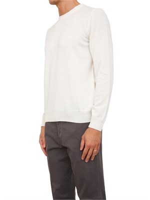 Maglia girocollo Boss in lana vergine bianca in UOMO