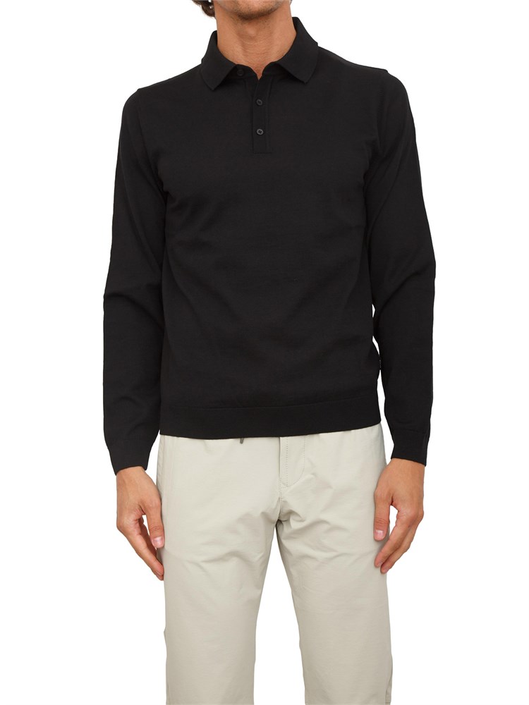 Polo Boss uomo in lana vergine nero