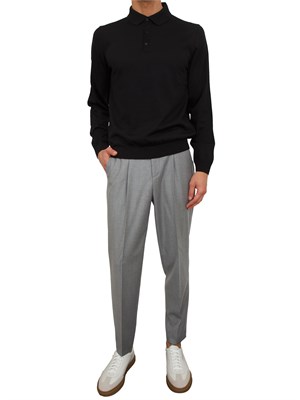 Polo maglia Boss uomo in lana vergine nero in UOMO