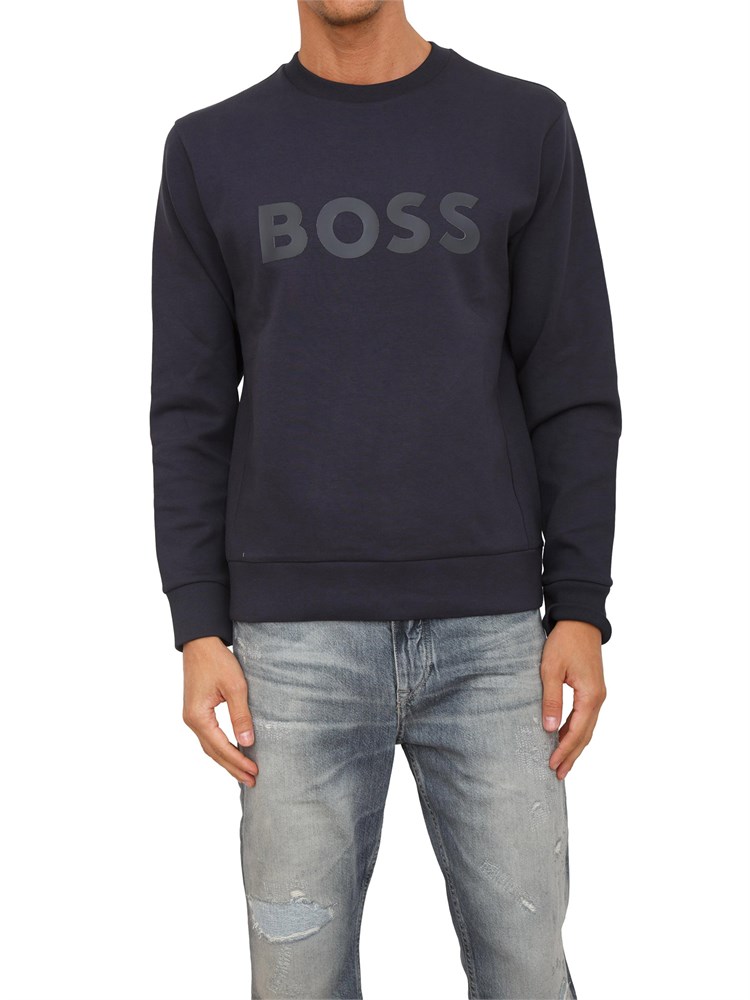 Felpa Boss uomo in cotone blu