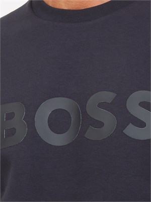 Felpa Boss uomo in cotone blu in UOMO