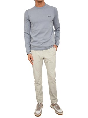 Maglia Boss uomo in cotone grigio e logo a contrasto in UOMO