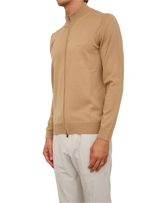 Maglia cardigan Boss uomo in lana vergine cammello in UOMO