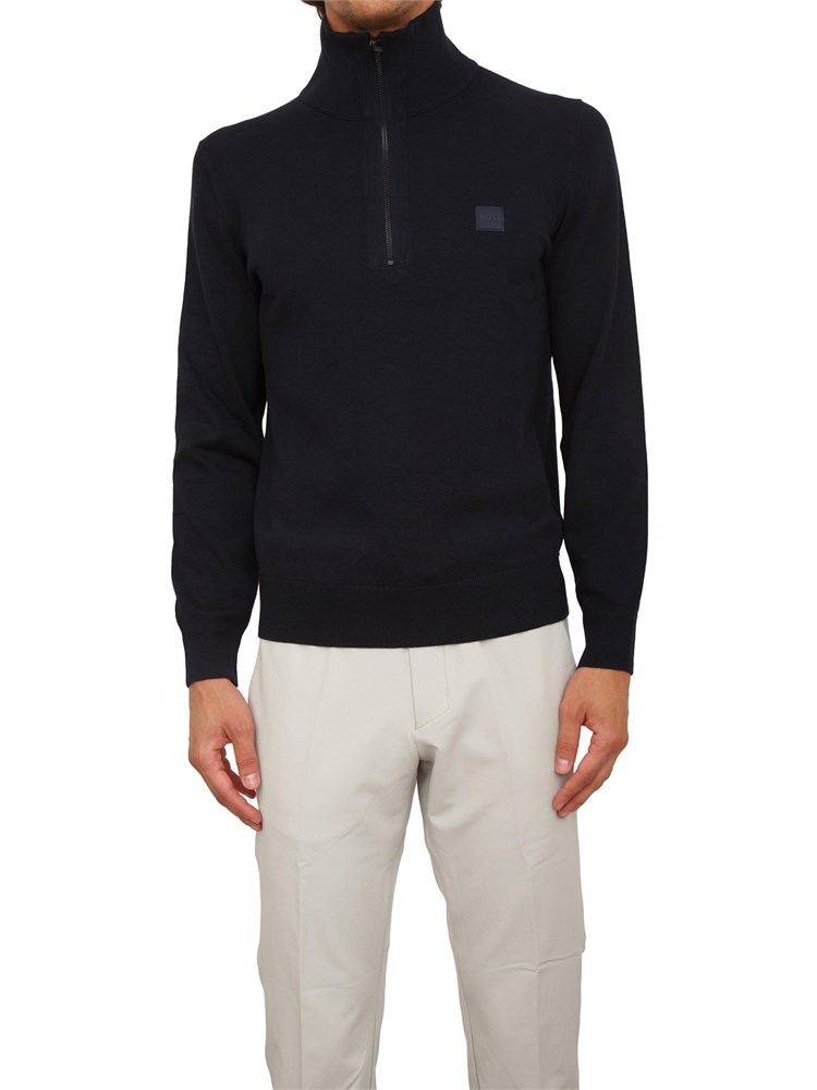 Maglione Boss uomo in misto cashmere blu