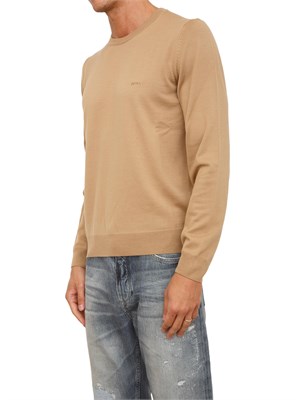 Maglia girocollo Boss in lana vergine cammello in UOMO