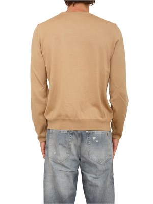 Maglia girocollo Boss in lana vergine cammello in UOMO