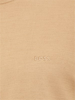 Maglia girocollo Boss in lana vergine cammello in UOMO
