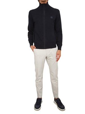 Maglia giubbotto Boss uomo in misto cotone e cashmere blu in UOMO