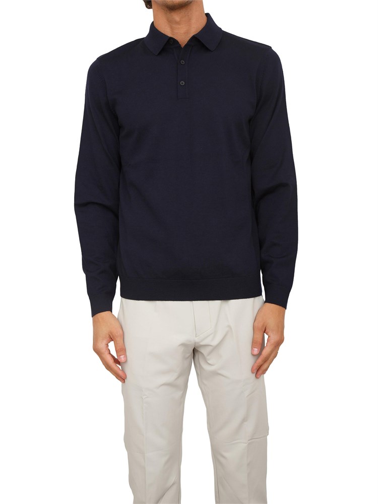 Polo Boss uomo in lana vergine blu