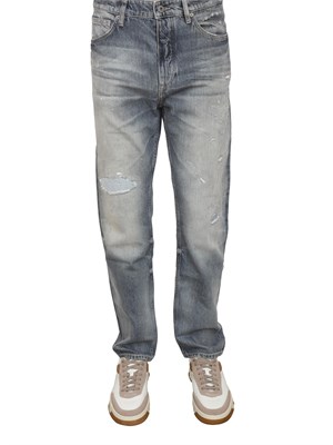 Jeans Boss uomo in cotone grigio con dettagli used in UOMO