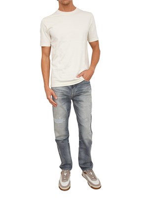Jeans Boss uomo in cotone grigio con dettagli used in UOMO
