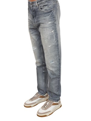 Jeans Boss uomo in cotone grigio con dettagli used in UOMO