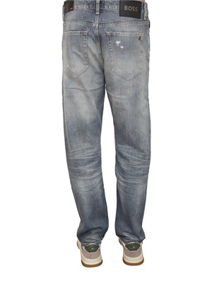 Jeans Boss uomo in cotone grigio con dettagli used in UOMO