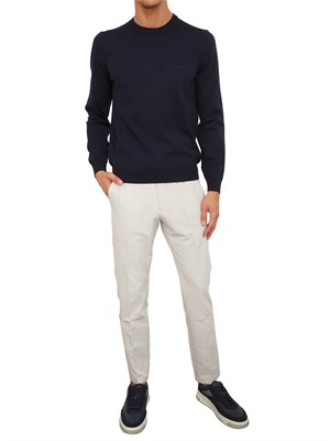 Maglia girocollo Boss in lana vergine blu in UOMO