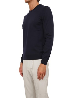 Maglia girocollo Boss in lana vergine blu in UOMO