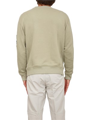 Felpa Boss uomo in misto cotone verde con tasca e zip su manica in UOMO