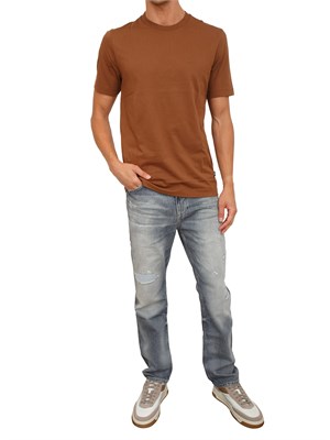 T-shirt Boss uomo in cotone marrone in UOMO