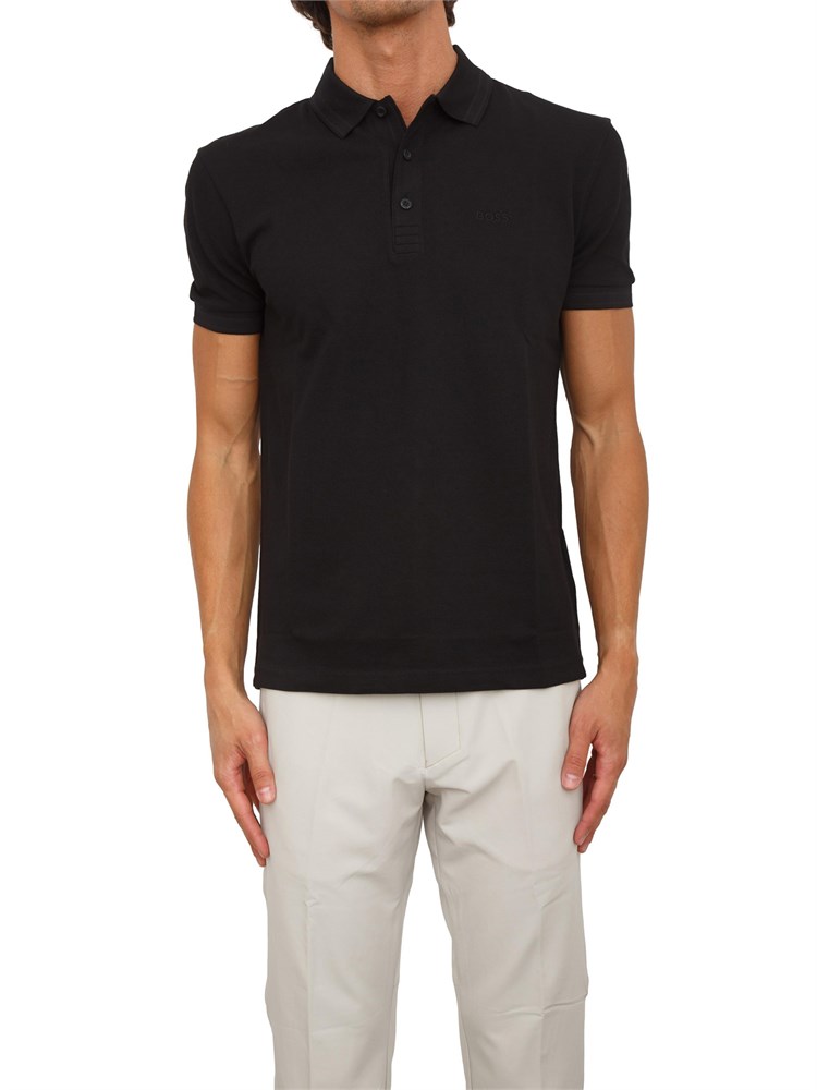 Polo Boss uomo in cotone nero