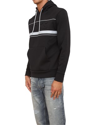 Felpa cappuccio Boss uomo in misto cotone nero in UOMO