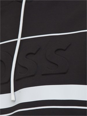 Felpa cappuccio Boss uomo in misto cotone nero in UOMO