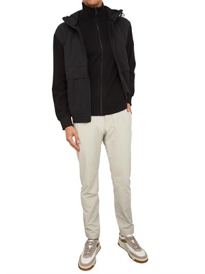 Felpa giubbino Boss uomo bimaterico nero con cappuccio in UOMO