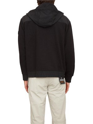 Felpa giubbino Boss uomo bimaterico nero con cappuccio in UOMO