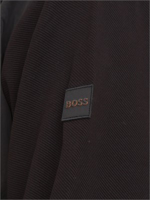 Felpa giubbino Boss uomo bimaterico nero con cappuccio in UOMO