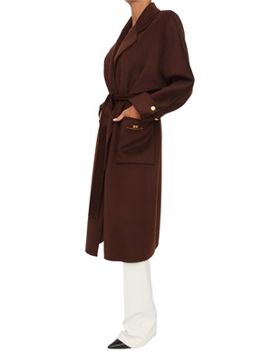 Cappotto Elisabetta Franchi in panno di misto lana double marrone in DONNA