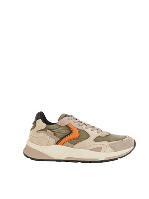 Sneakers uomo Voile Blanche in tessuto tecnico beige e suede in UOMO