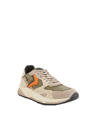 Sneakers uomo Voile Blanche in tessuto tecnico beige e suede in UOMO