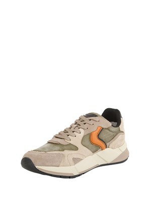 Sneakers uomo Voile Blanche in tessuto tecnico beige e suede in UOMO