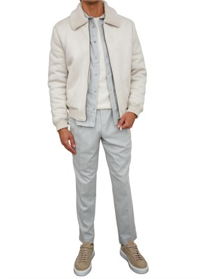 Giubbotto bomber Antony Morato regular fit in tessuto effetto camoscio avorio in UOMO