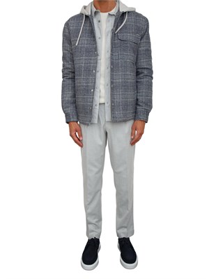 Giubbino Antony Morato in misto lana motivo principe di Galles e cappuccio in cotone grigio in UOMO