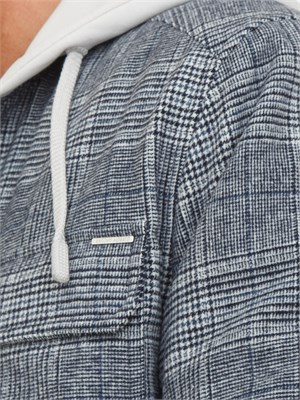 Giubbino Antony Morato in misto lana motivo principe di Galles e cappuccio in cotone grigio in UOMO