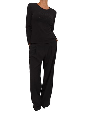 T-shirt Liu Jo donna in cotone nero con strass logo in DONNA