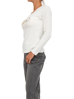 T-shirt Liu Jo donna in cotone bianco con strass logo in DONNA