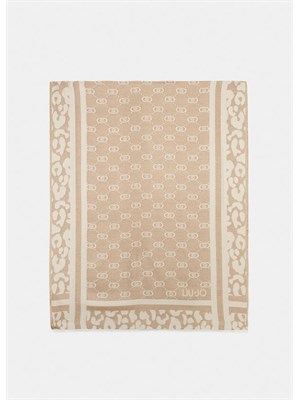 Stola Liu Jo in viscosa e lurex beige logo monogram in DONNA