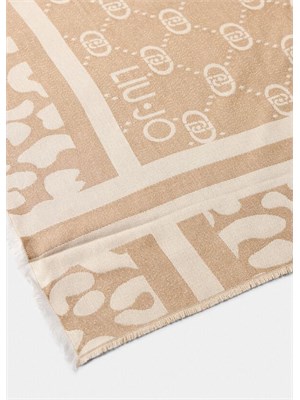 Stola Liu Jo in viscosa e lurex beige logo monogram in DONNA