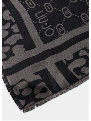 Stola Liu Jo in viscosa e lurex nera logo monogram in DONNA