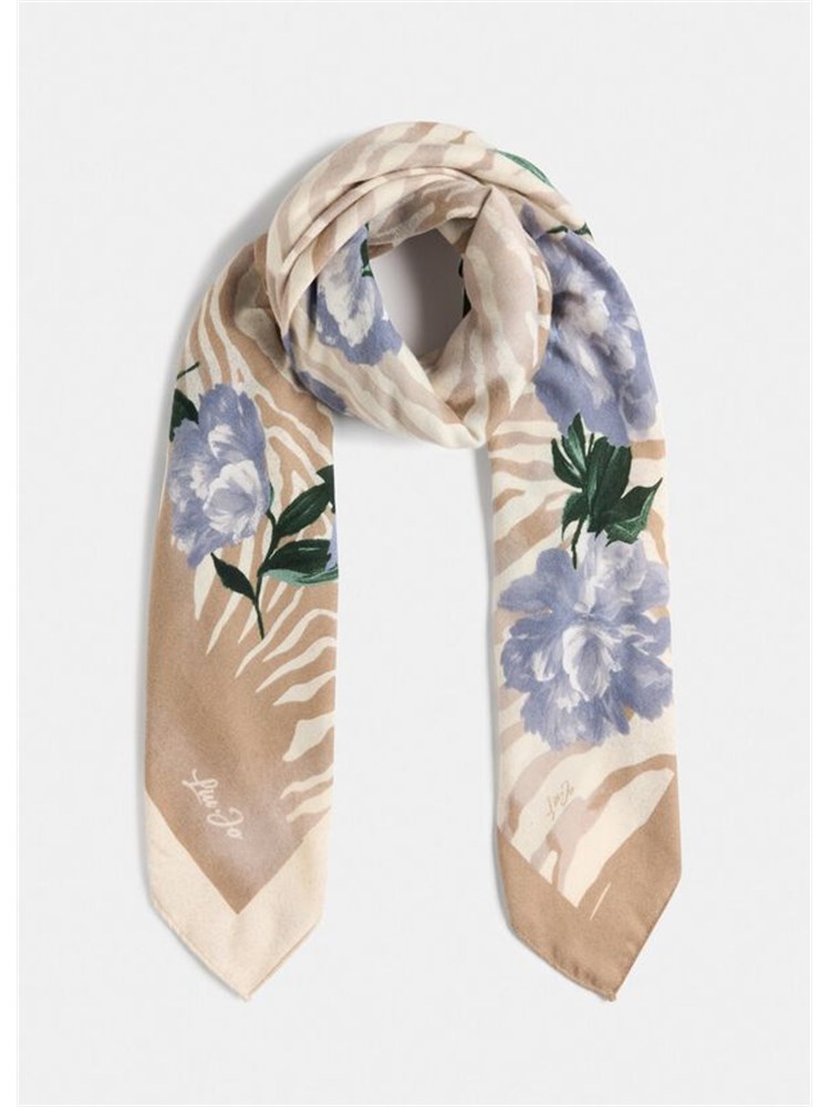 Foulard Liu Jo beige stampa floreale zebrata