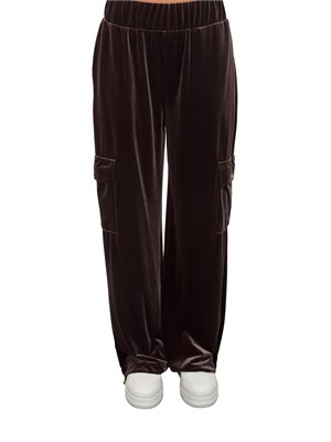 Pantaloni tuta Liu Jo donna in ciniglia stretch marrone con tasche cargo in DONNA