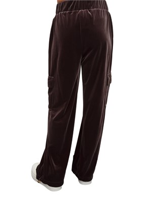 Pantaloni tuta Liu Jo donna in ciniglia stretch marrone con tasche cargo in DONNA