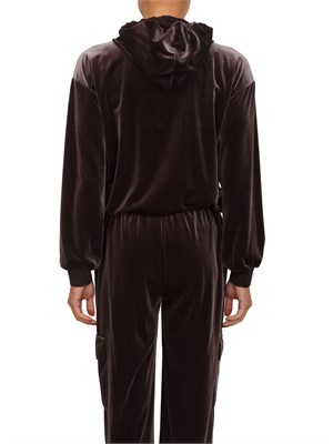 Felpa Liu Jo donna con cappuccio in ciniglia stretch marrone in DONNA