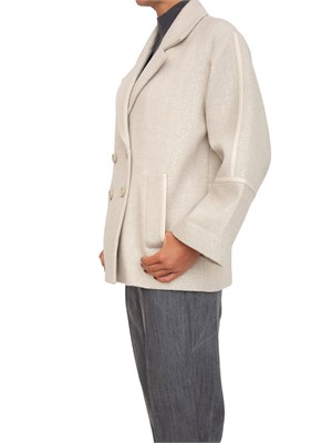 Cappotto caban Liu Jo in misto lana avorio con paillettes in DONNA