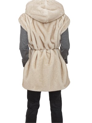Gilet Liu Jo donna in teddy avorio con cappuccio e cintura in DONNA