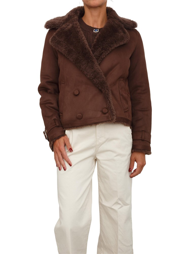 Giubbotto doppiopetto Liu Jo donna in pelliccia ecologica marrone