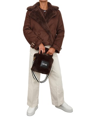 Giubbotto doppiopetto Liu Jo donna in pelliccia ecologica marrone in DONNA