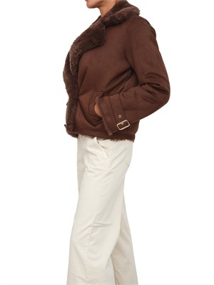 Giubbotto doppiopetto Liu Jo donna in pelliccia ecologica marrone in DONNA