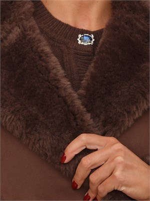 Giubbotto doppiopetto Liu Jo donna in pelliccia ecologica marrone in DONNA