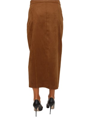 Gonna midi Liu Jo in tessuto cammello effetto camoscio in DONNA